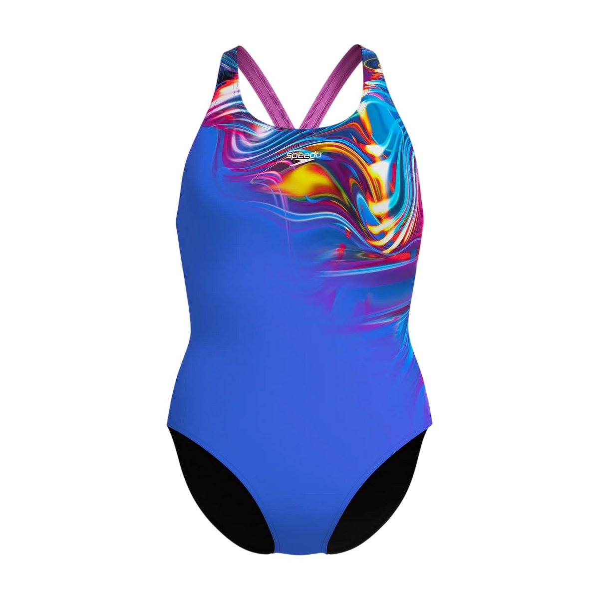 Maillot de bain 1 pièce dos nu motif/style imprimé PLACEMENT bleu, SPEEDO