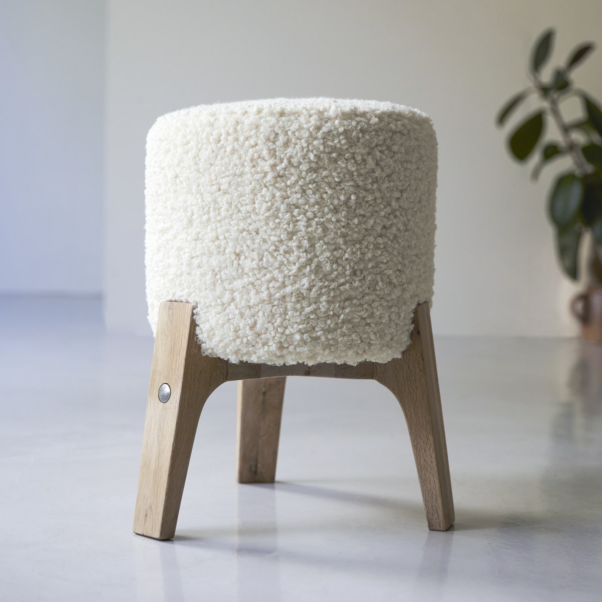 Pouf en Tissu, DRUM blanc, TIKAMOON