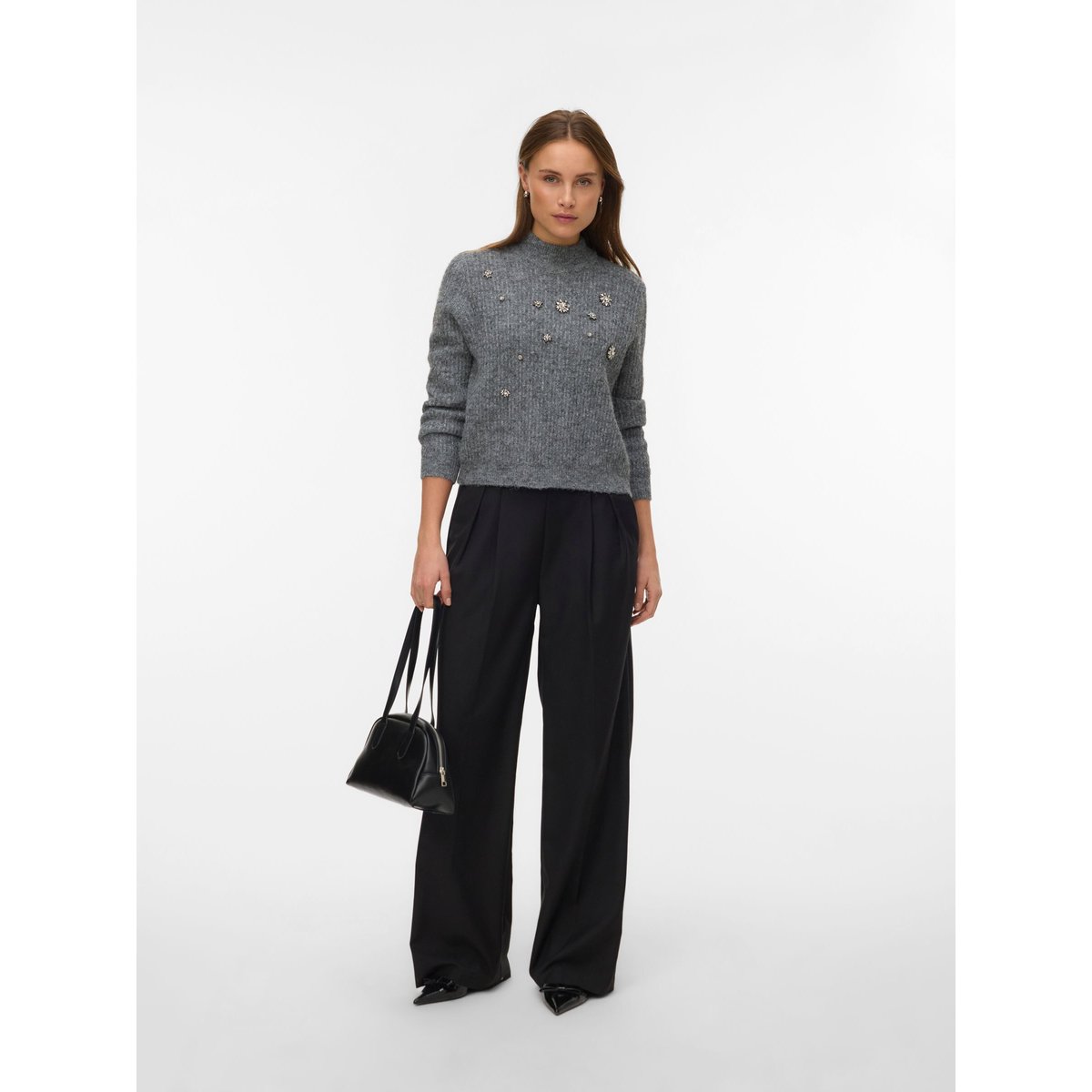 Pull En Maille medium grey melange, VERO MODA