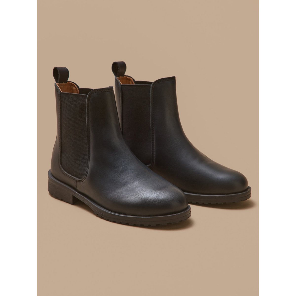 Boots chelsea cuir encre, CYRILLUS