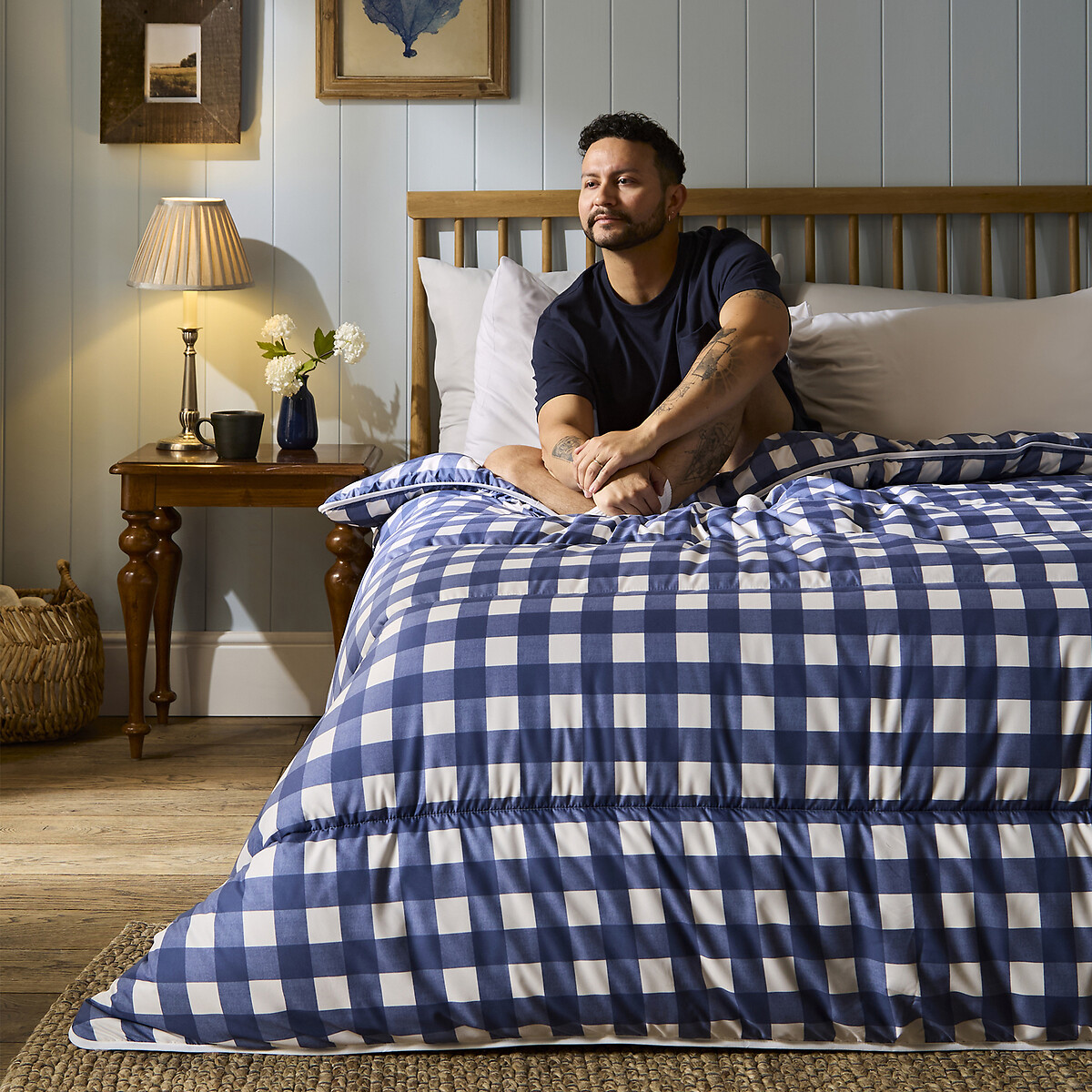 10.5 Tog Coverless Duvet Set Gingham navy, NIGHT LARK