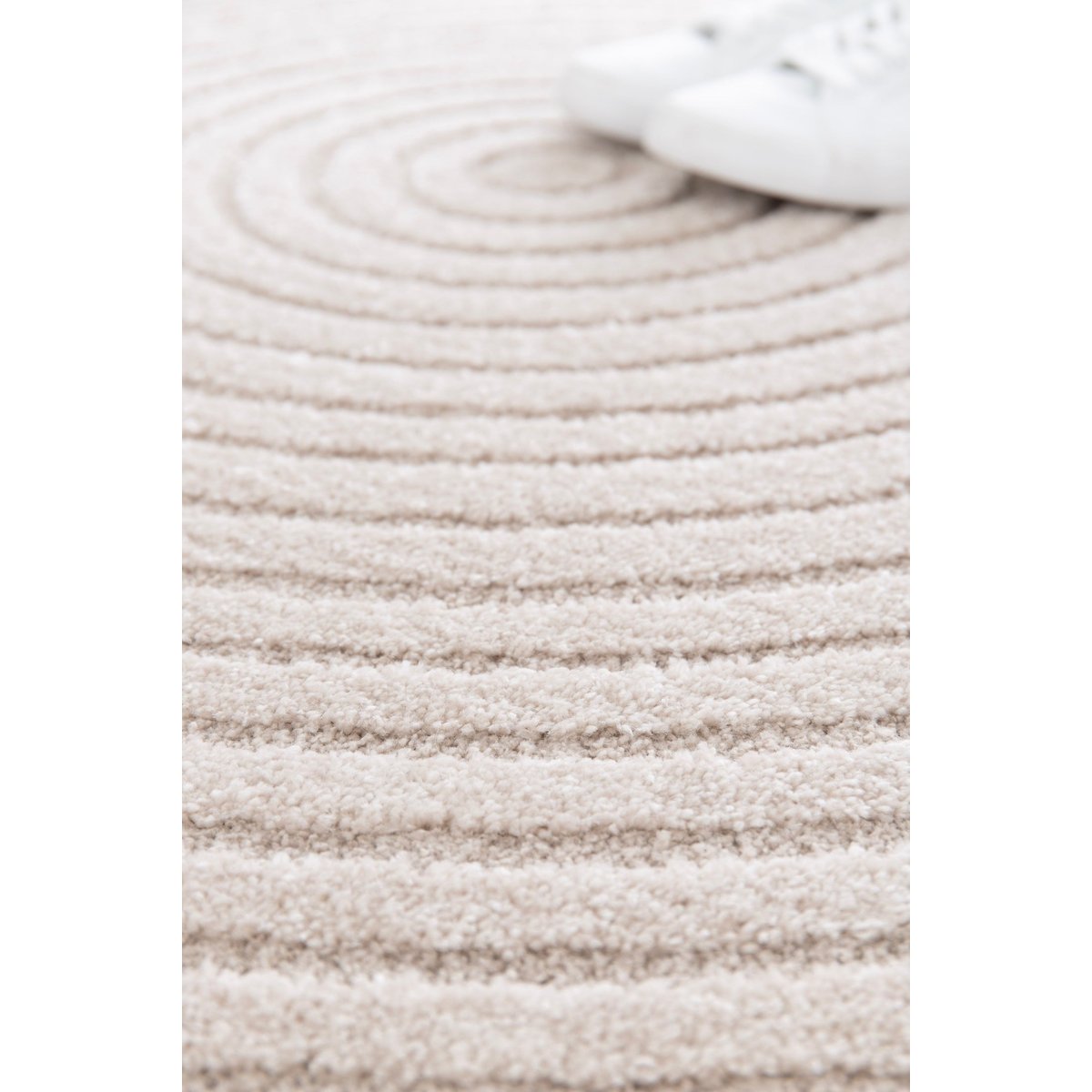 Tapis rond design avec effet sculpté CLEO beige sable, AFK LIVING