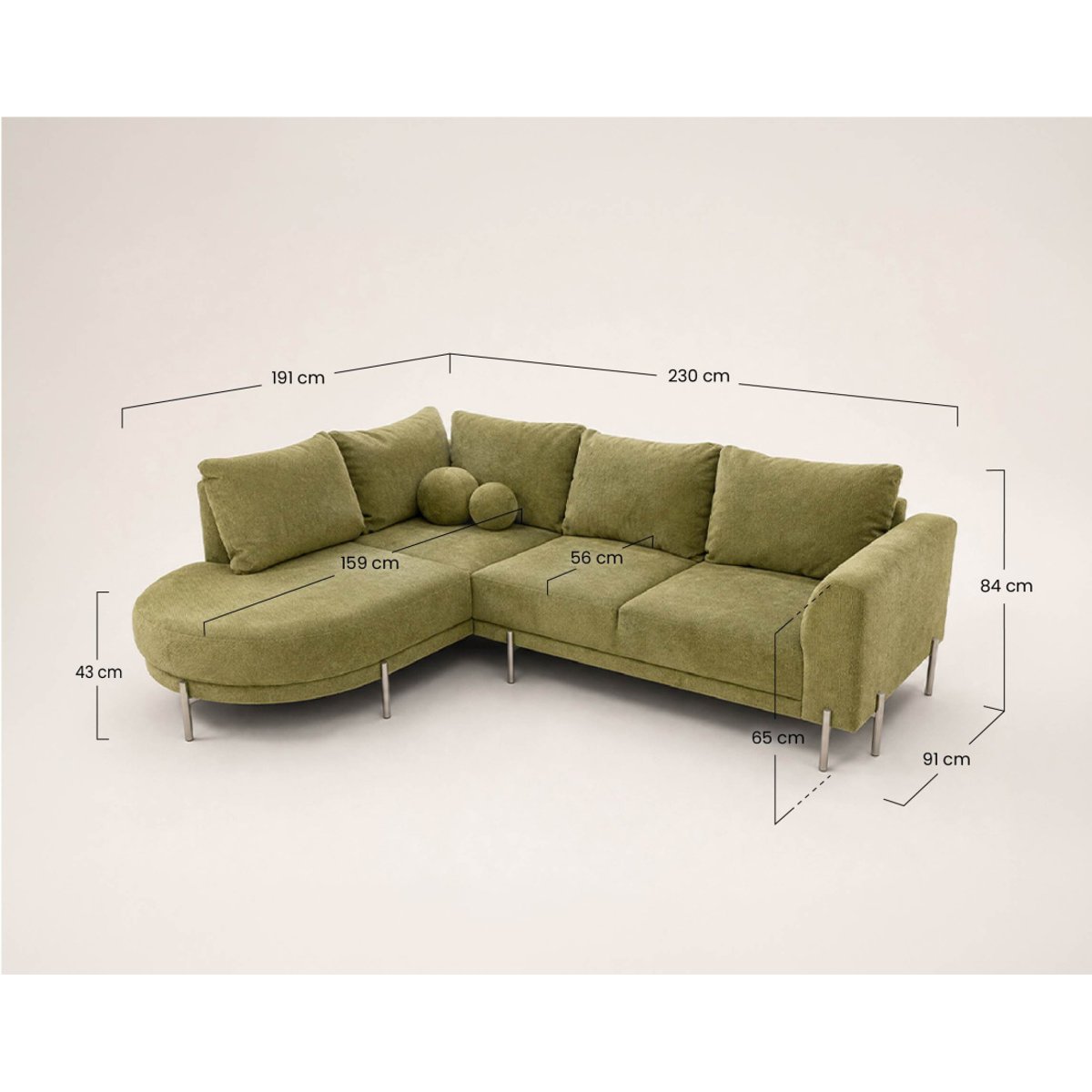 Canapé d'Angle gauche 4 places - GABIN gris, BEST MOBILIER