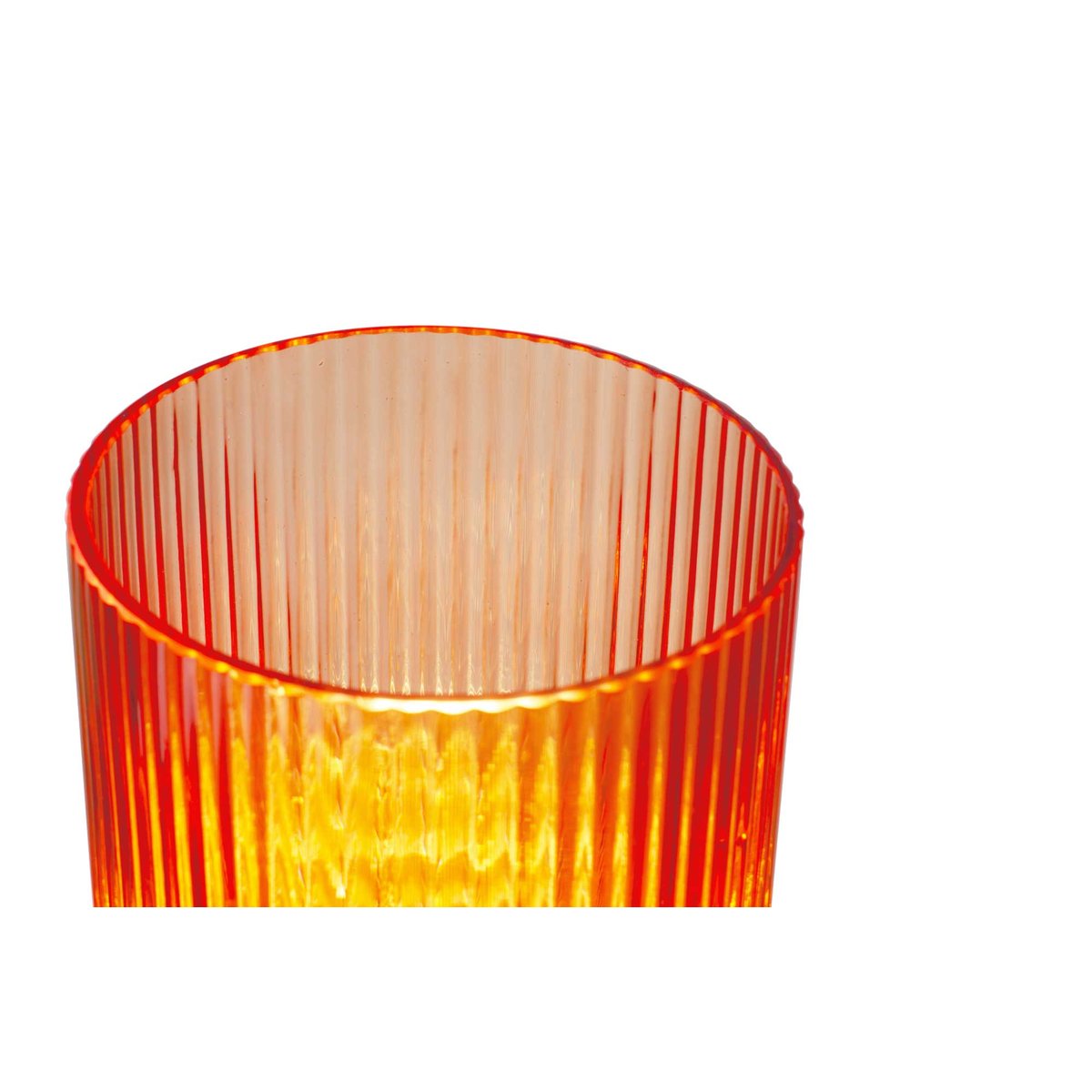 Lampe à poser en verre strié, CHARMY rouge, C-CREATION