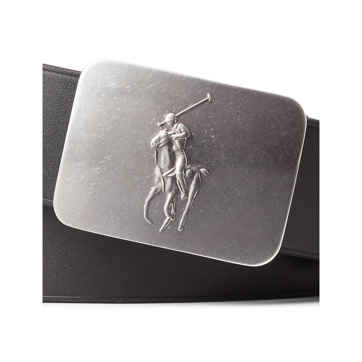 Ceinture en cuir avec plaque poney noir, POLO RALPH LAUREN