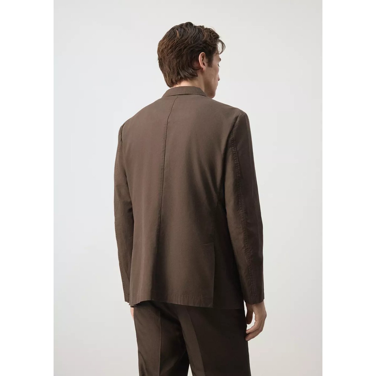 Veste slim fit mélange de coton et lyocell marron, MANGO MAN