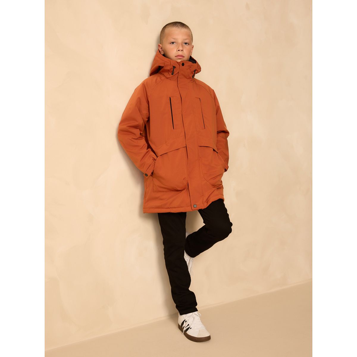 Parka déperlante avec doublure en polaire orange, NEXT