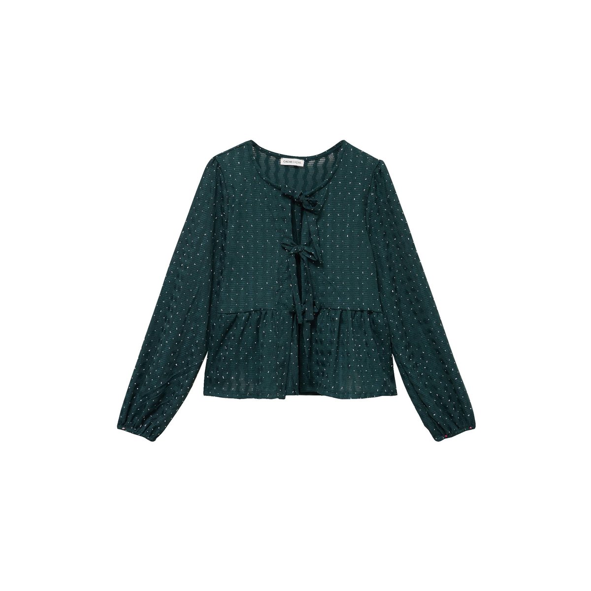 Blouse nouée strass vert foncé, CACHE CACHE