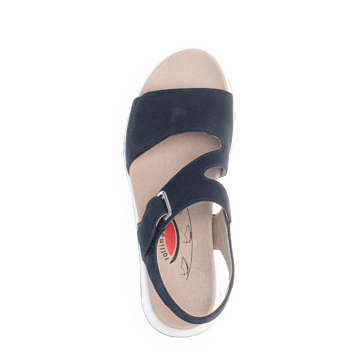 Sandales en cuir velours à talon compensé bleu velours, GABOR