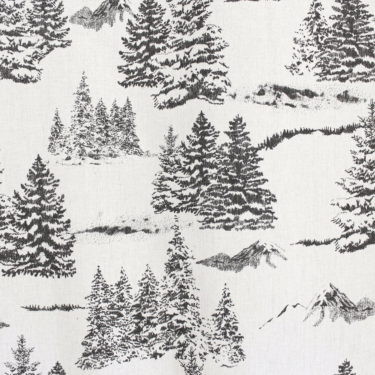 Rideau imprimé montagne en coton recyclé gris anthracite, HOME MAISON