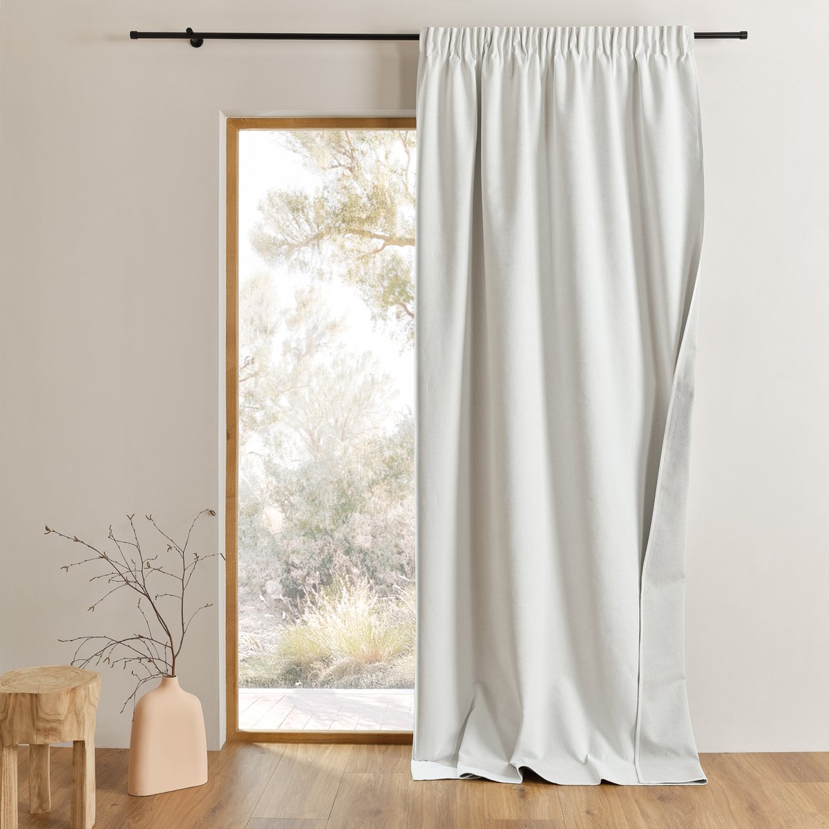 Rideau 100% occultant thermique accroche 3-en-1 LUZ - QABANE blanc, HOME MAISON