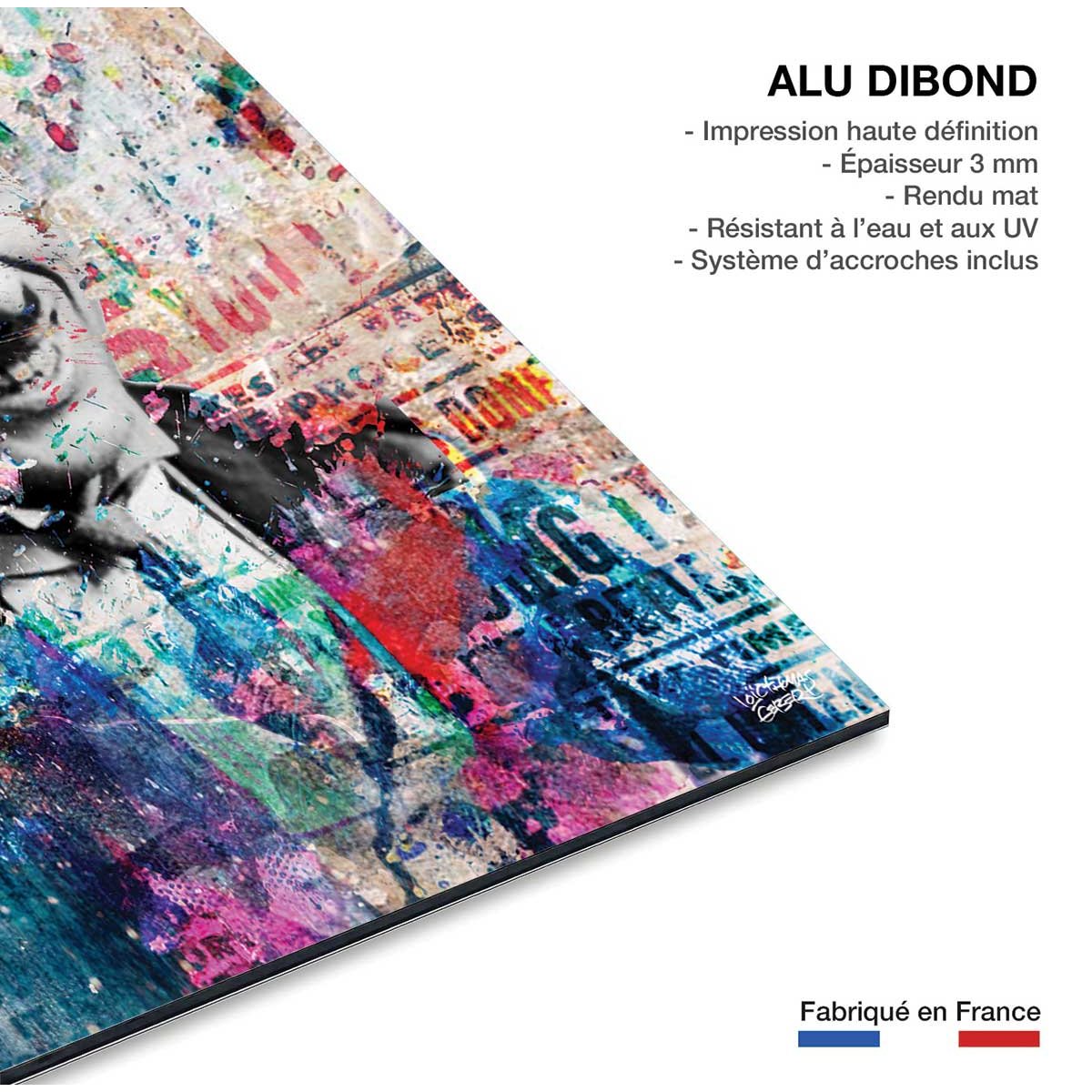 Tableau Affiche illustration graffiti chaplin tableau alu dibond, HEXOA