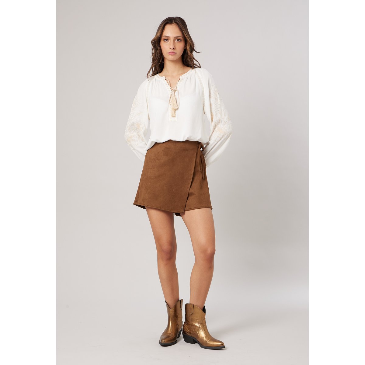 Jupe short femme VERONICA light brown, DEELUXE