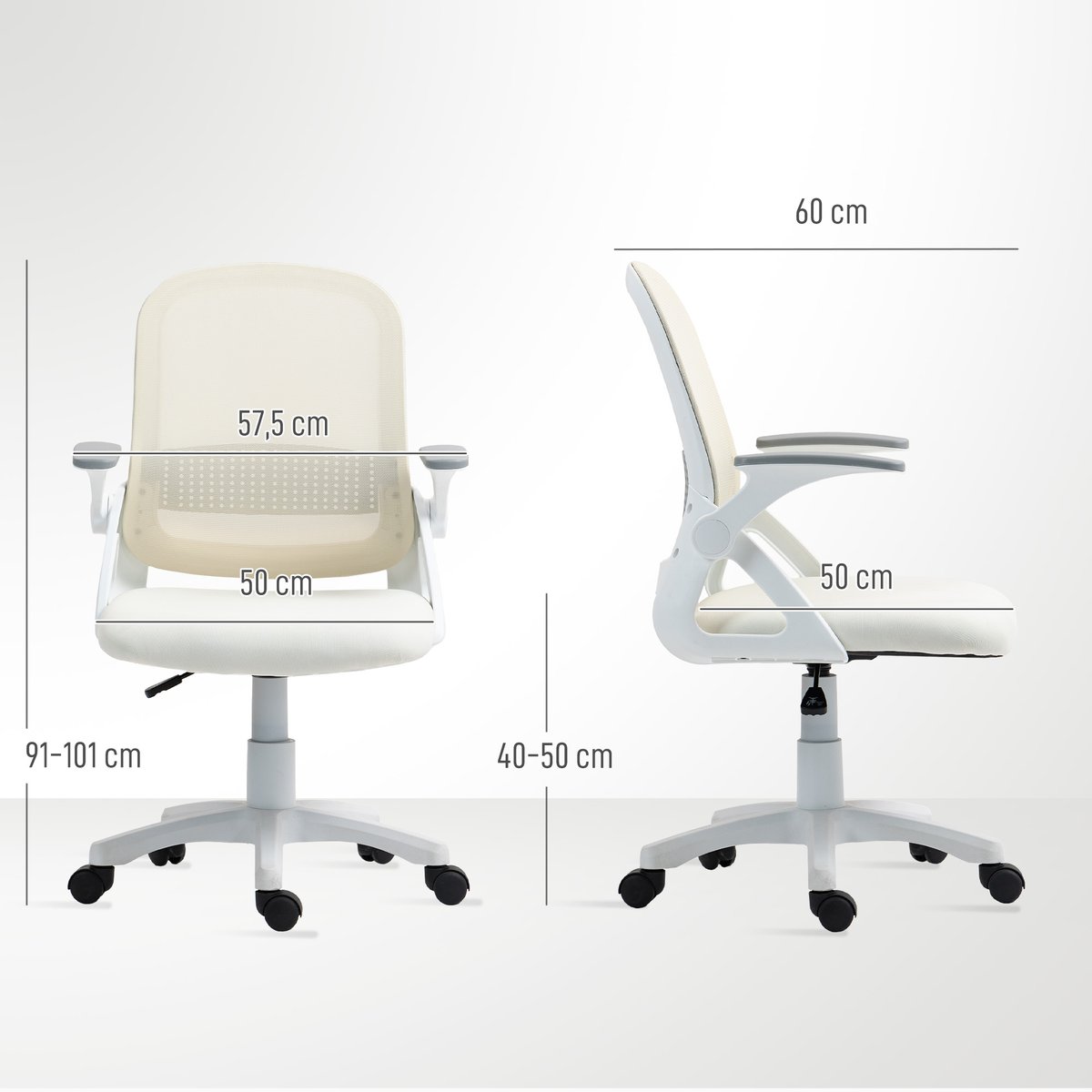 Chaise de bureau Maille Blanc blanc, HOMCOM