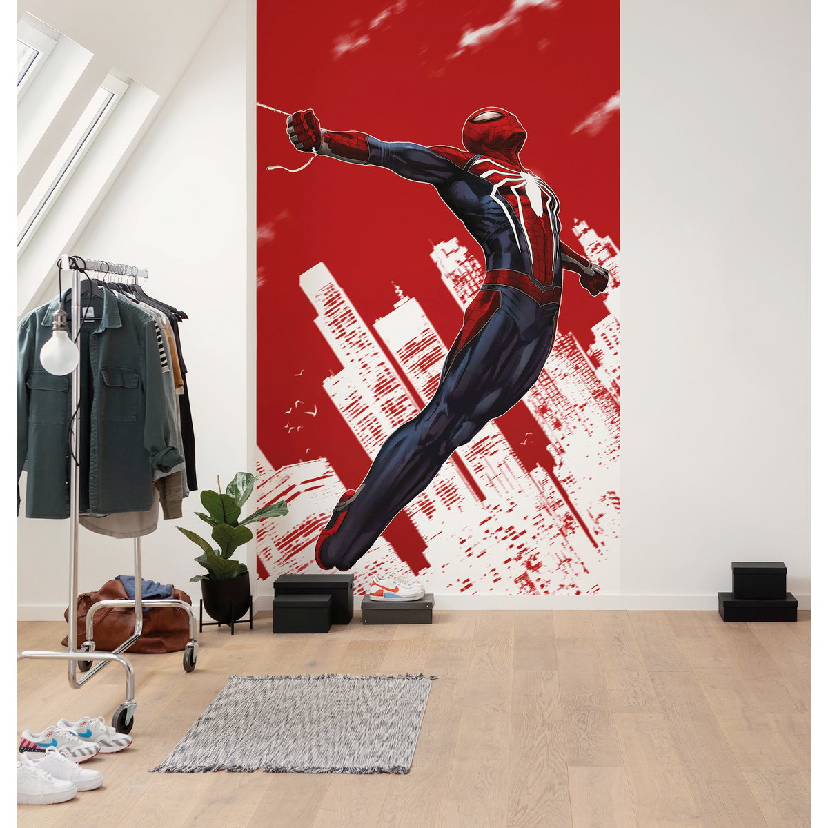 Papier peint Komar - Marvel Spider-Man Red Swing - 150 x 250 cm rouge, HEXOA