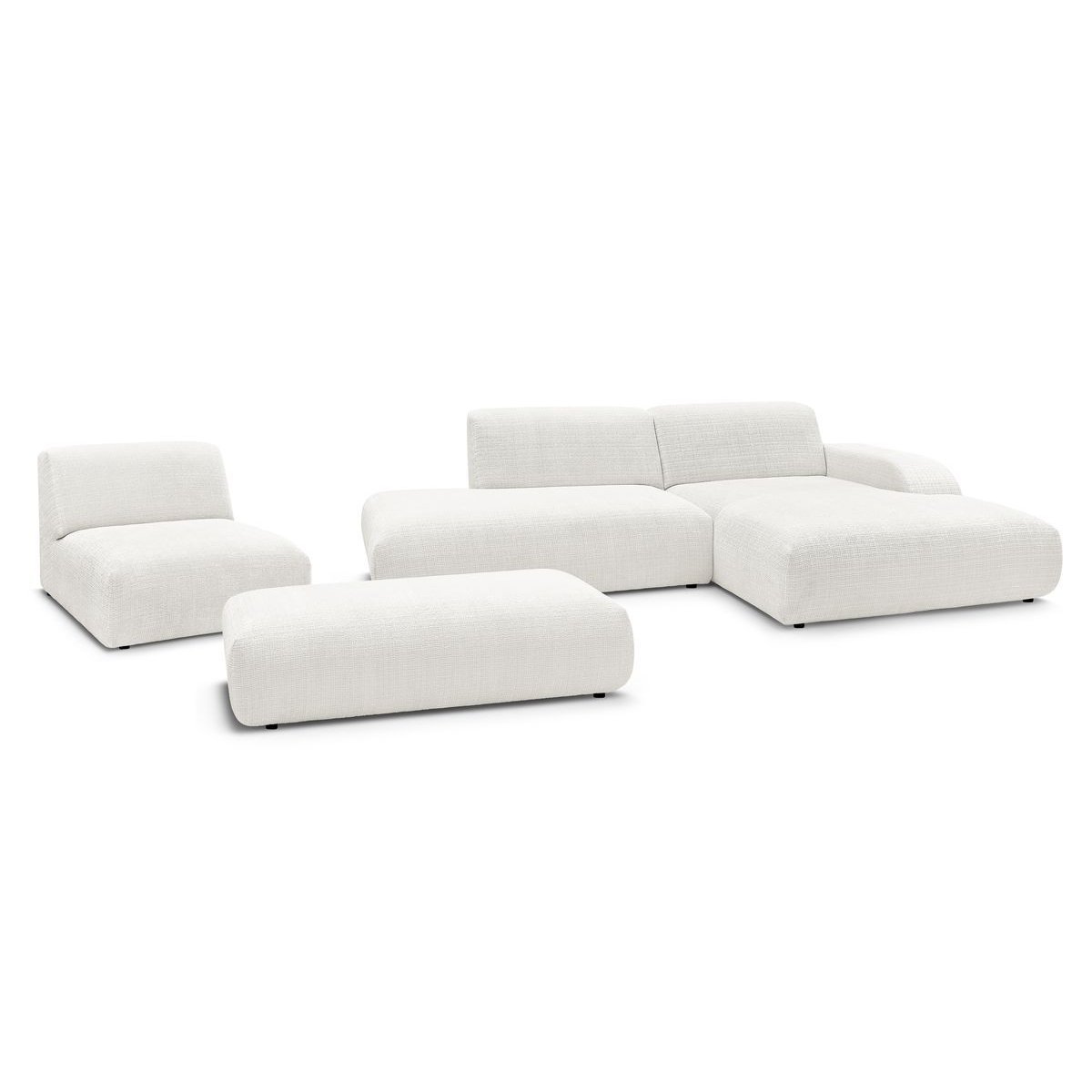 Canapé modulable 5 places en tissu texturé, SIRIUS blanc, BOBOCHIC