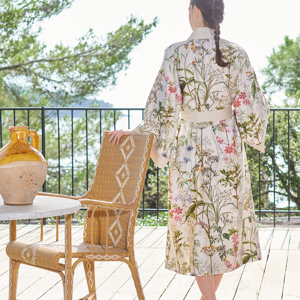 Kimono long satin de coton PRAIRIE LEGERE beige, GARNIER THIEBAUT