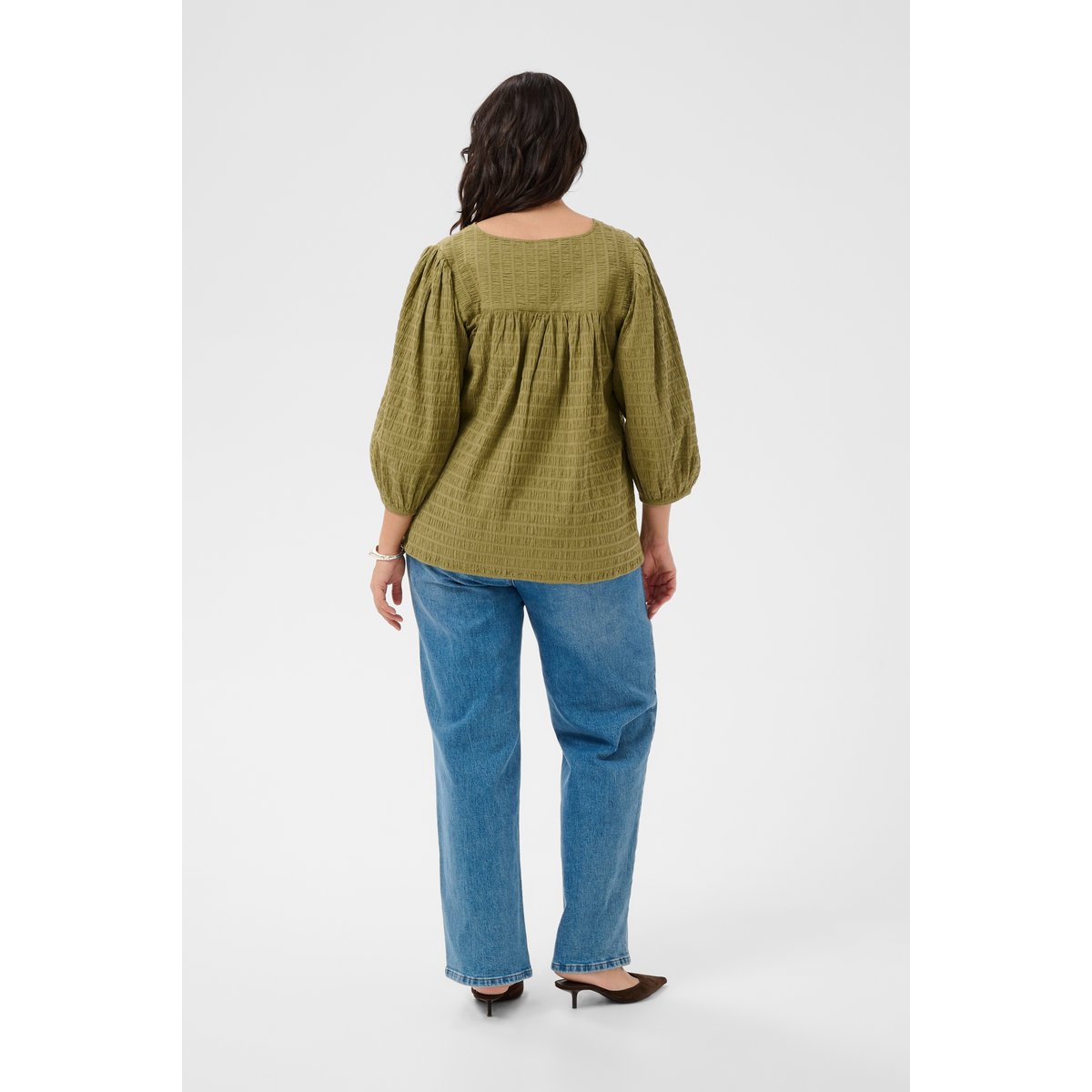 Blouse à manches longues vert aloe, KAFFE CURVE