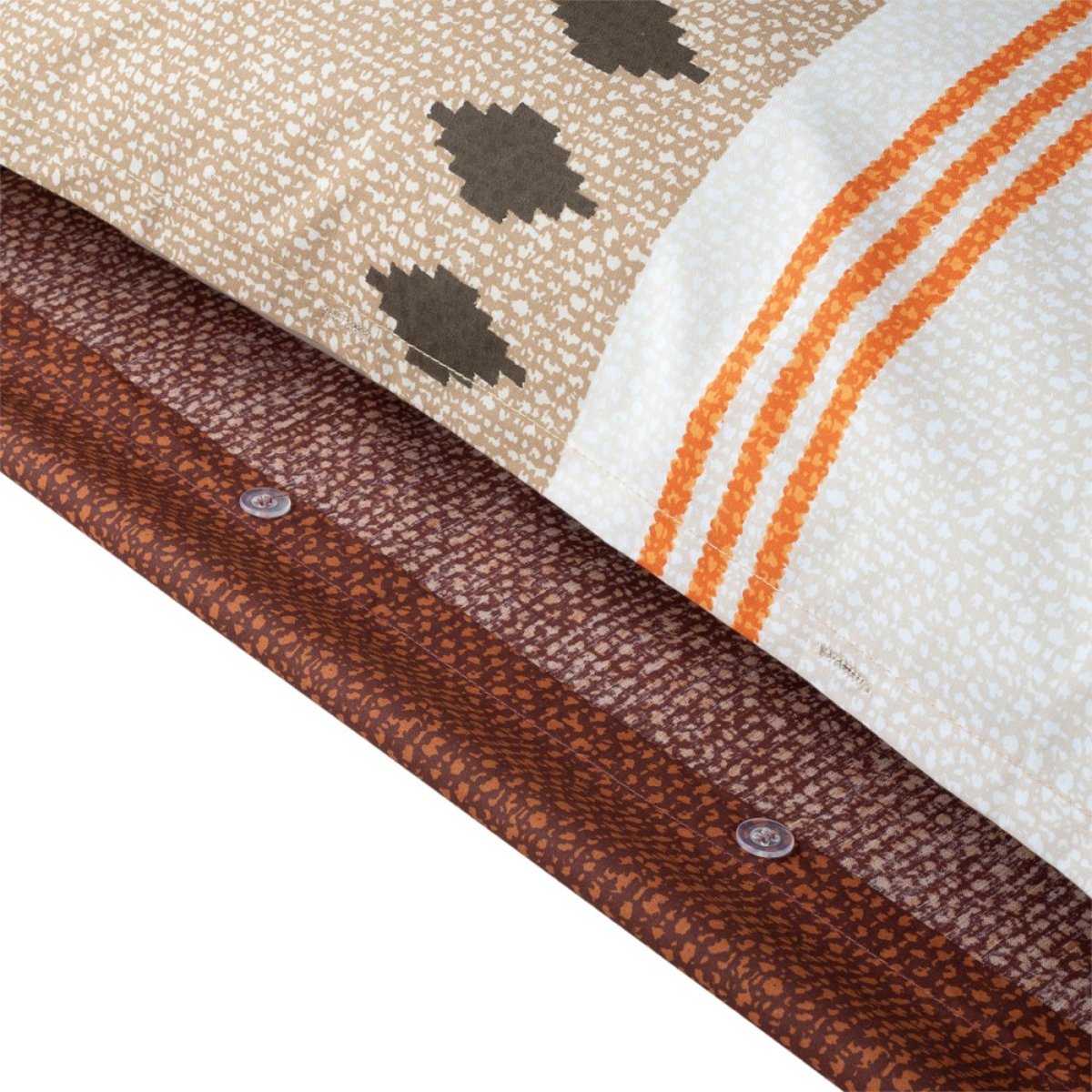 Housse de couette 240x220 RHODA + 2 taies Percale de coton marron, DECORATIE