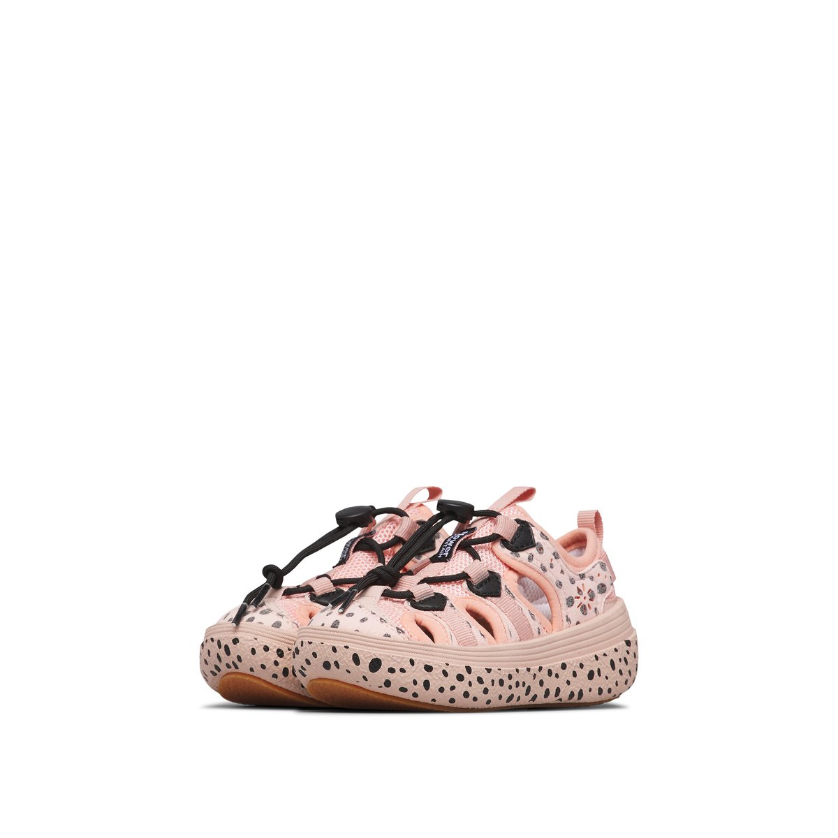 Sandales semi-ouvertes en simili cuir et tissu CHOMEI JUNIOR. rose poudré-noir, NATURINO