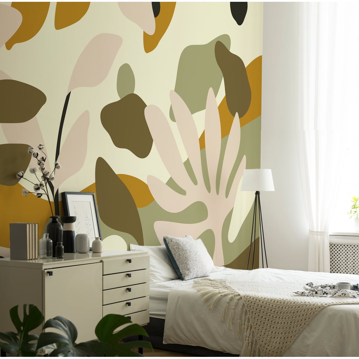 Papier peint panoramique Botanique, Brun clair 300 x 250cm brun clair, ACTE DECO