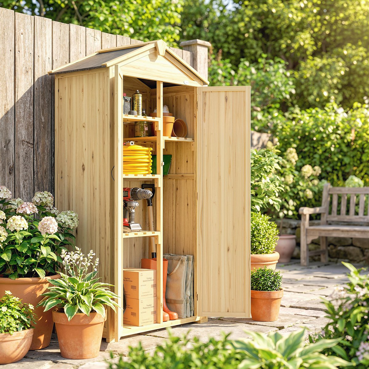 Abri de jardin Bois de sapin Bois naturel bois naturel, OUTSUNNY