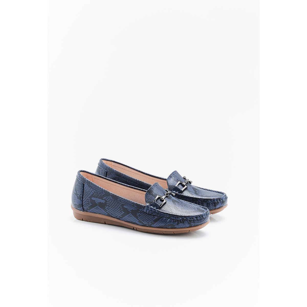 Mocassins motif animalier bleu marine, DAMART