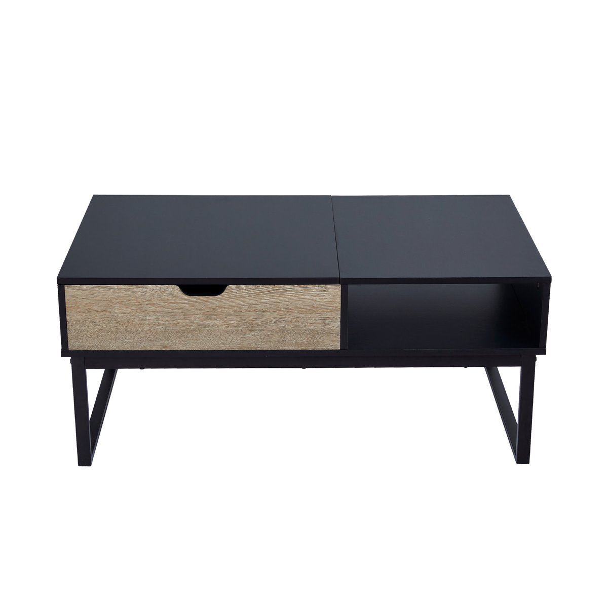 Table basse bicolore avec plateau relevable et rangement ouvert, Noir, BRYSON couleur unique, TEAMSON HOME