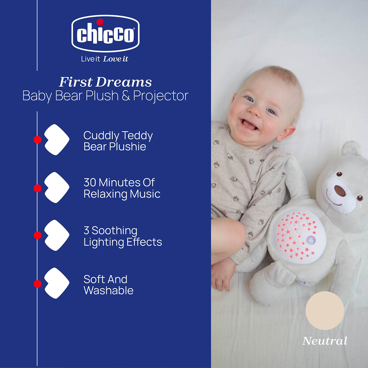 First Dreams Baby Bear Toy brown , CHICCO