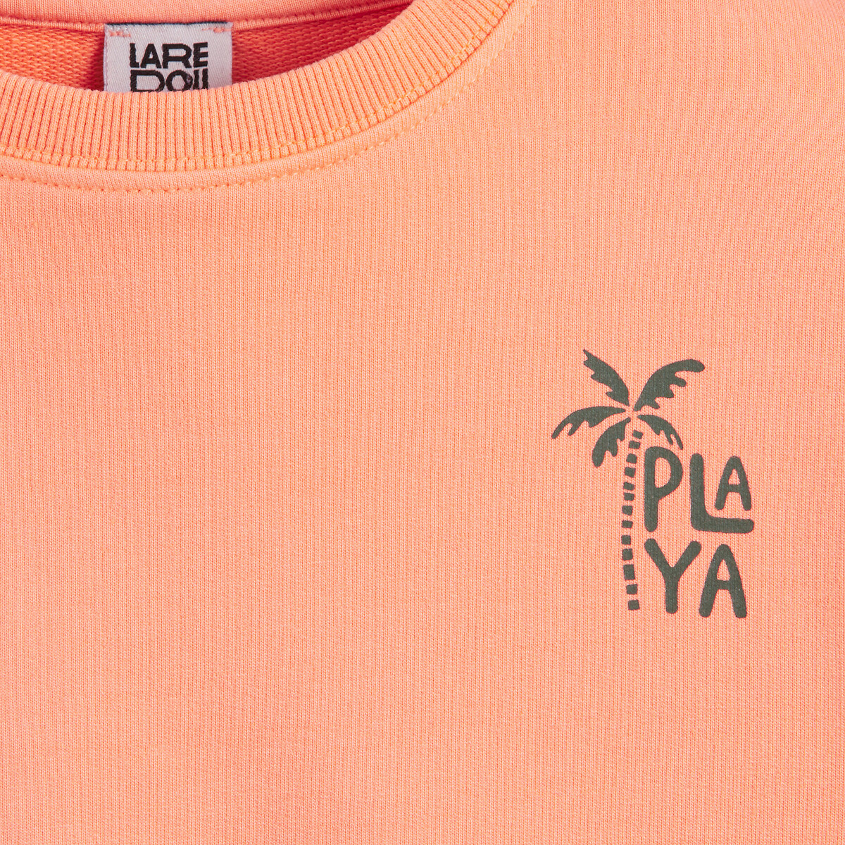 Back Print Sweatshirt with Crew Neck coral orange, LA REDOUTE COLLECTIONS