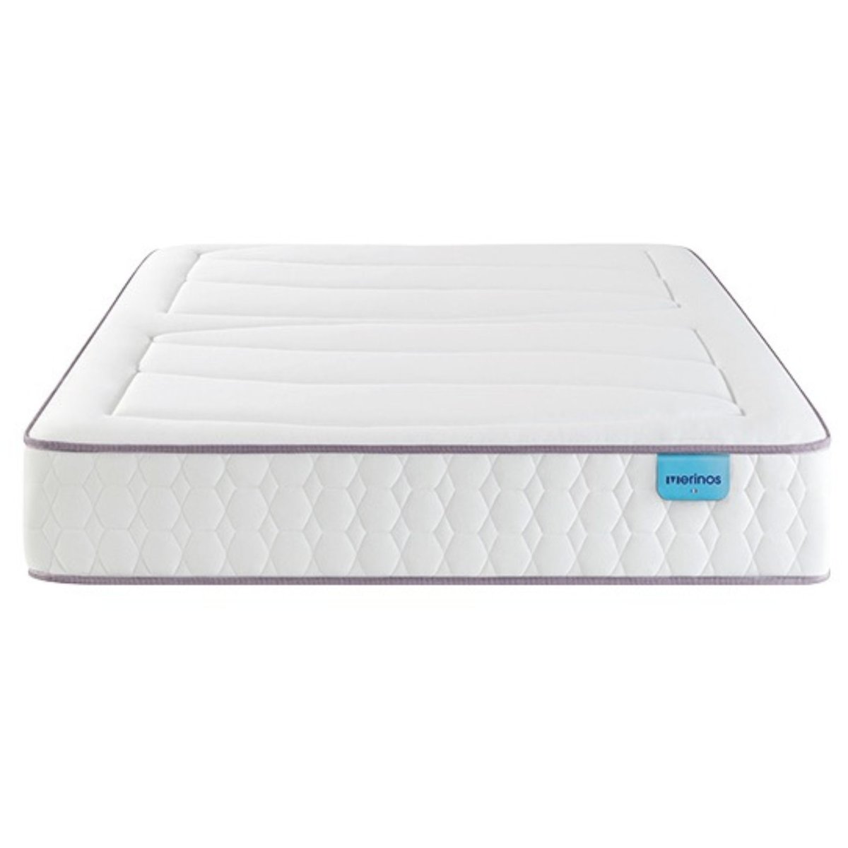 Ensemble matelas ressorts ensachés et mémoire de forme BEAUTY BED, sommier medium et pieds blanc, MERINOS