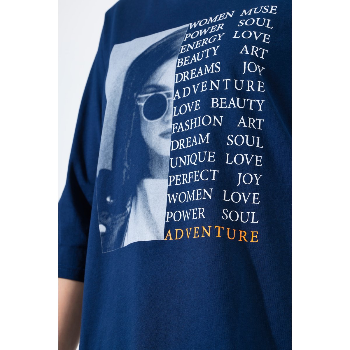 T-shirt avec imprimé photo/message bleu foncé, ULLA POPKEN