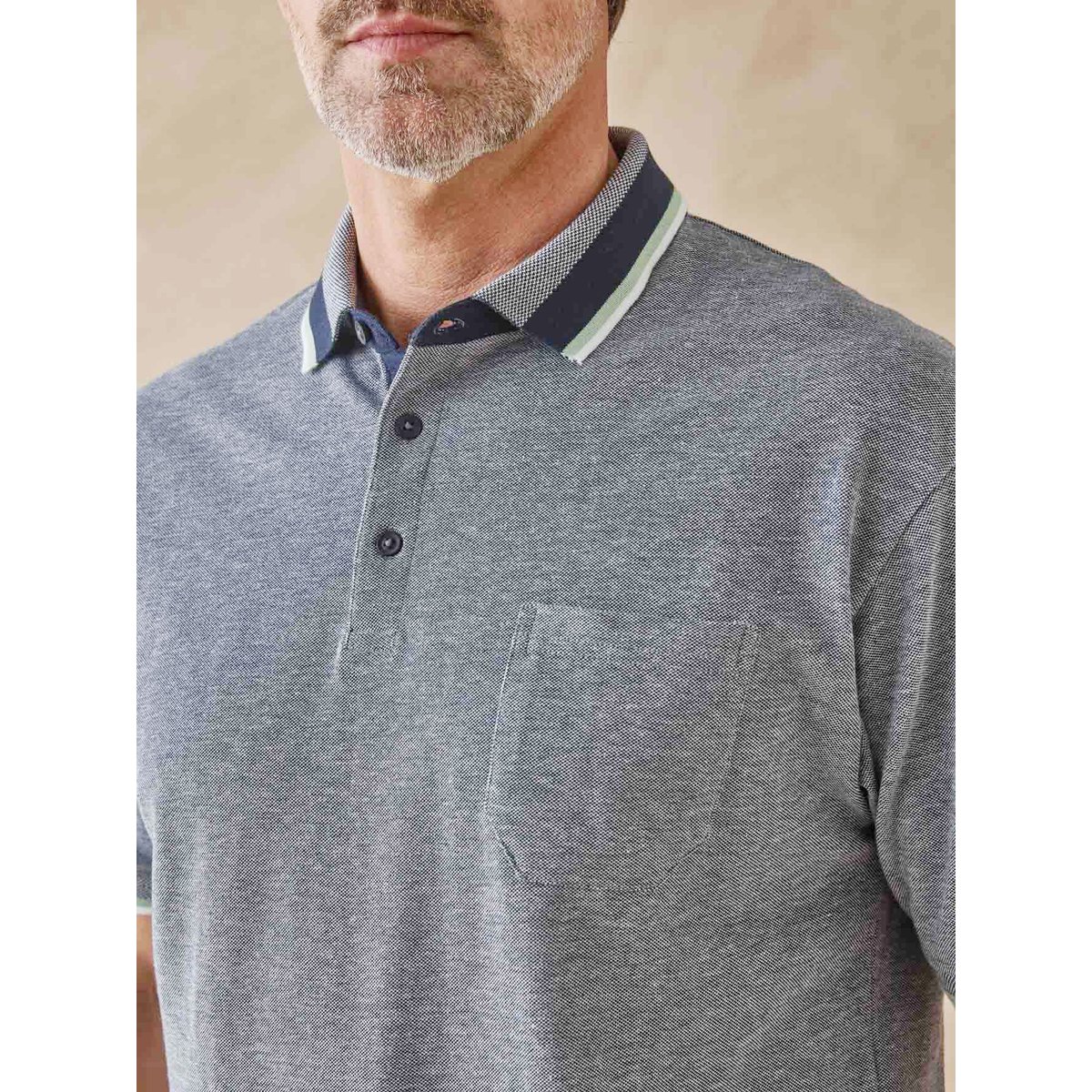 Polo manches courtes maille piquée bleu, DAXON