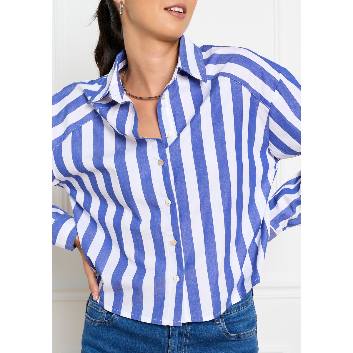 Chemise rayée oversize bleu marine, LOLALIZA