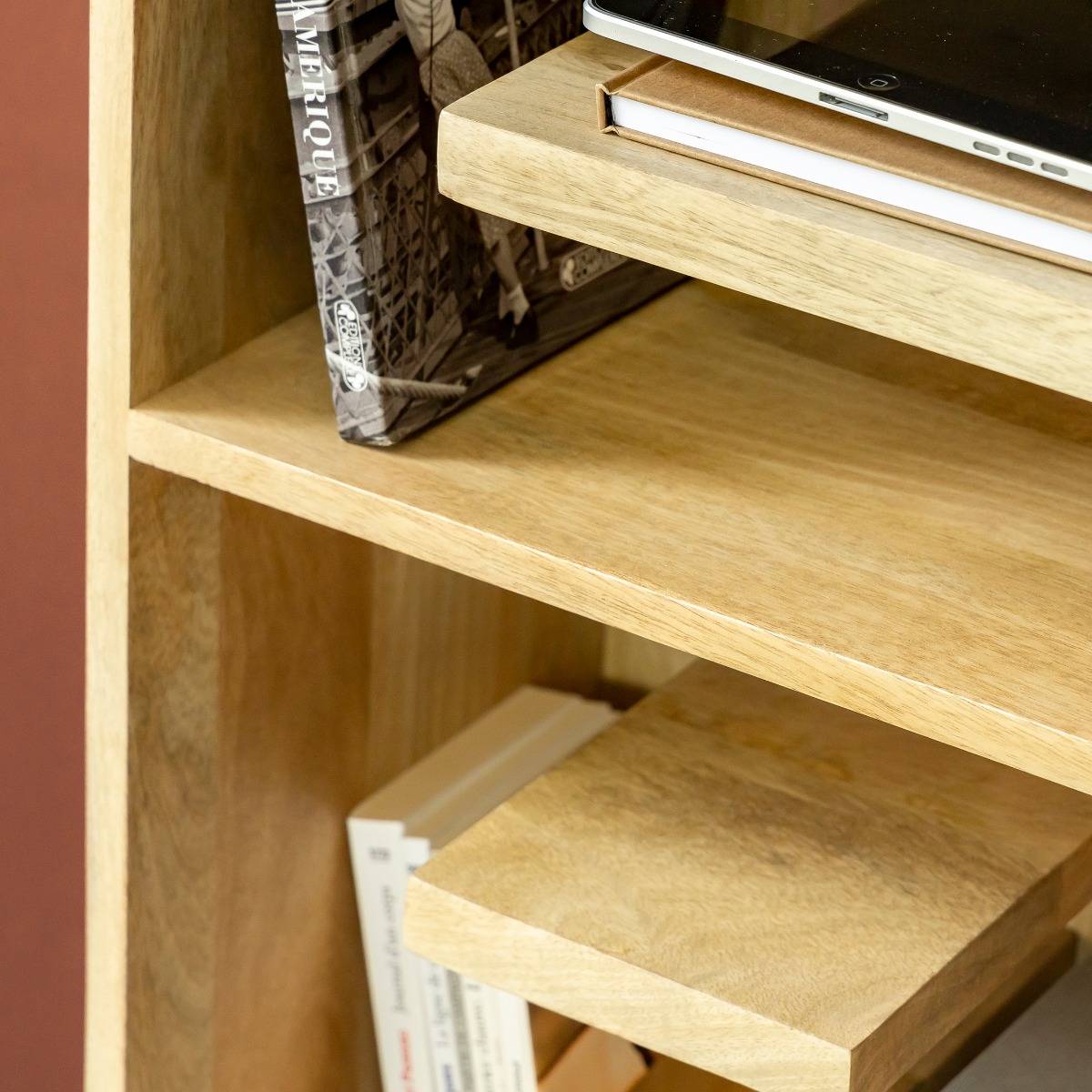Bibliothèque en bois de manguier  READ bois foncé, MADE IN MEUBLES 