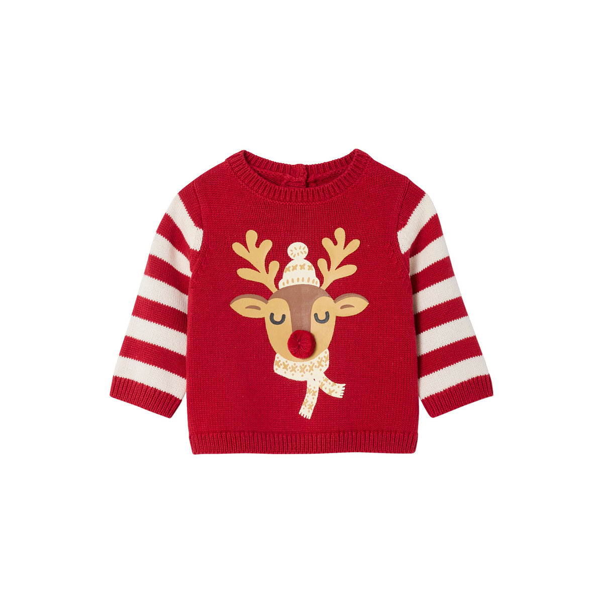 Pull bébé noël motif renne rouge, VERTBAUDET