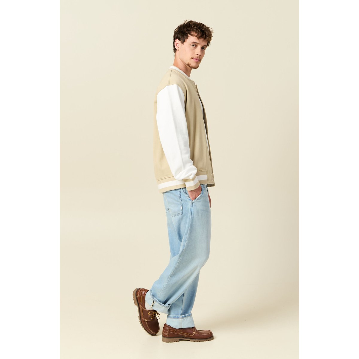 Veste sweat manches longues ecru, BONOBO