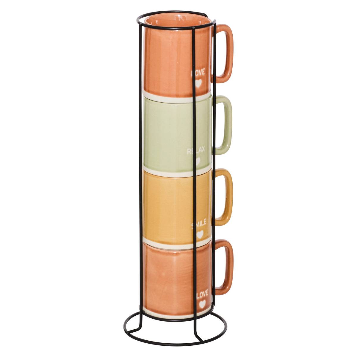 Rack 4 mugs RELAX transparent, ATMOSPHERA
