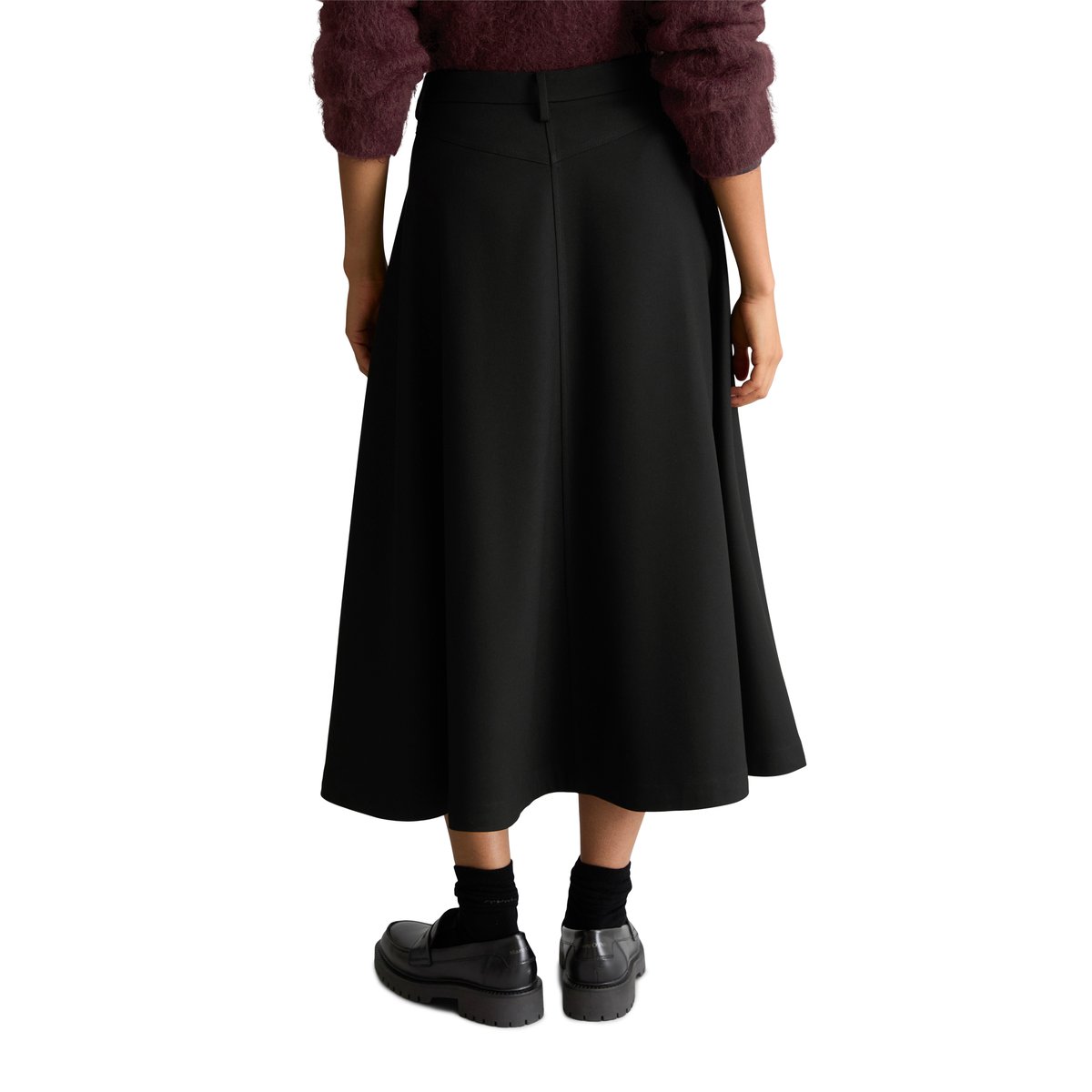 Jupe évasée en polyester recyclé, viscose et élasthanne noir, MARC O’POLO DENIM