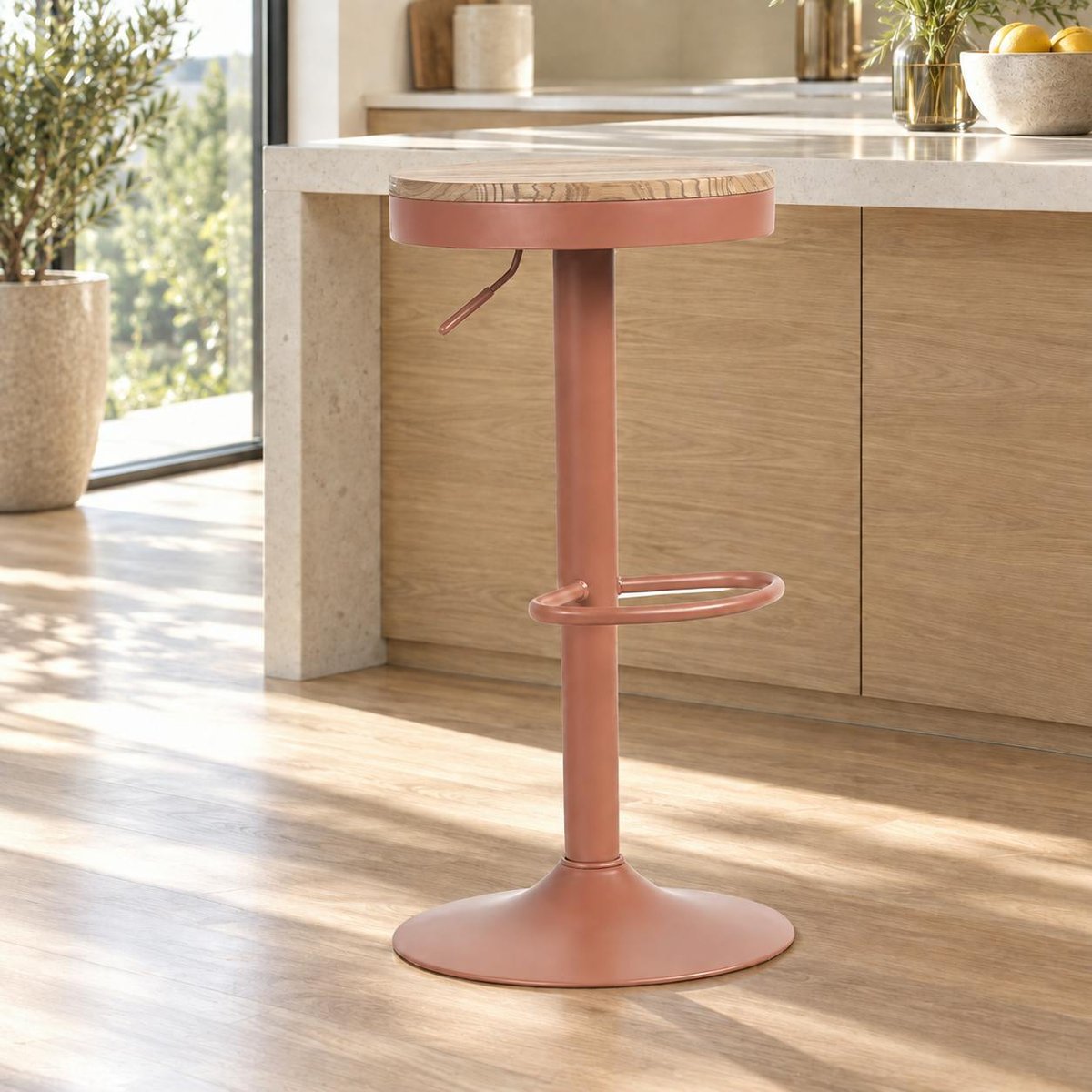 Tabouret de bar en métal réglable (lot de 2) LEEDS terracotta, PIER IMPORT