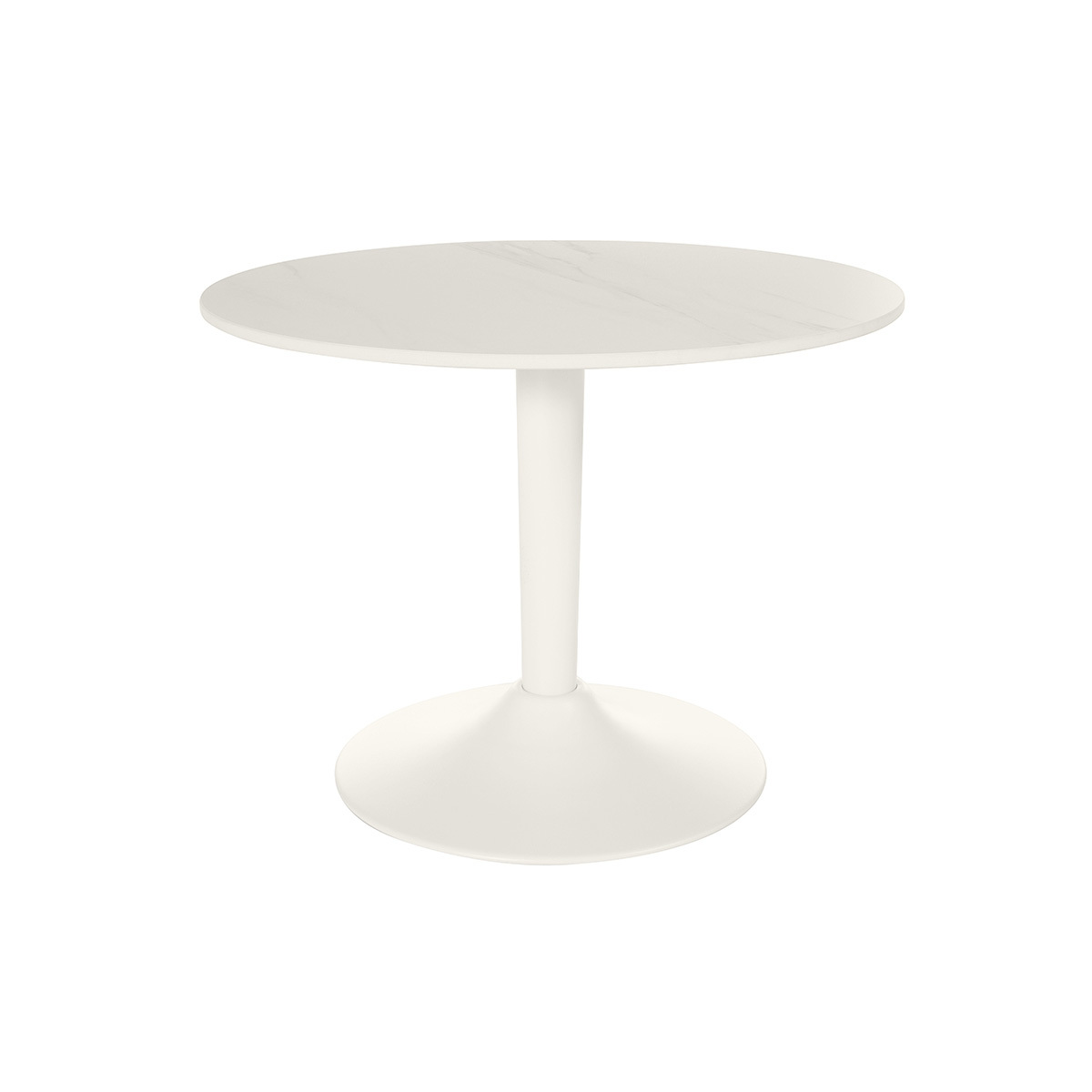 Table basse design ronde en céramique noire et métal D60 cm MALOU blanc, MILIBOO