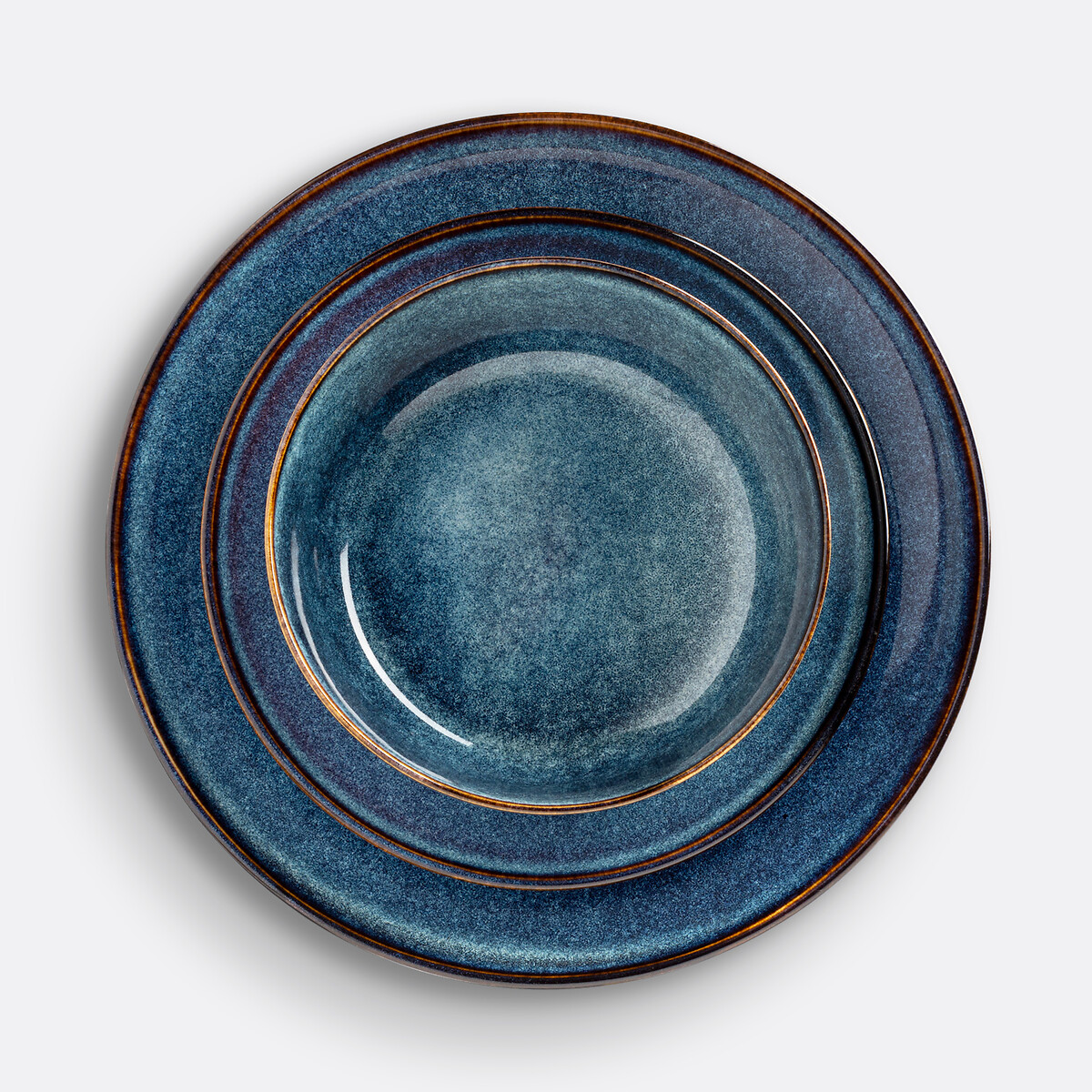 Lot de 6 assiettes à dessert en grès, Onda bleu, LA REDOUTE INTERIEURS