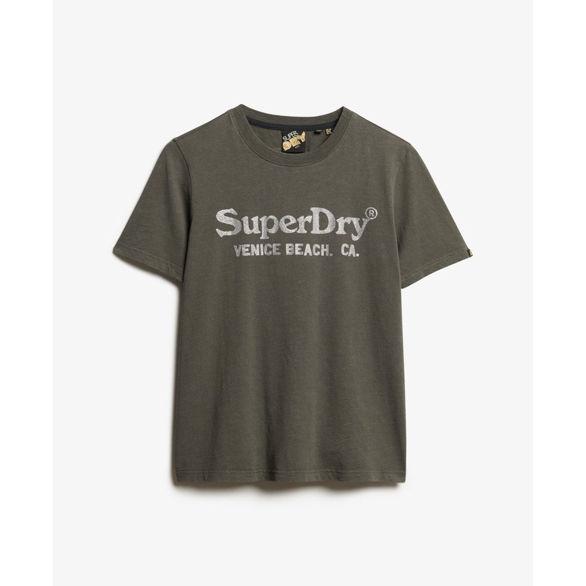 T-shirt métallisé décontracté Venue noir vintage flammé, SUPERDRY
