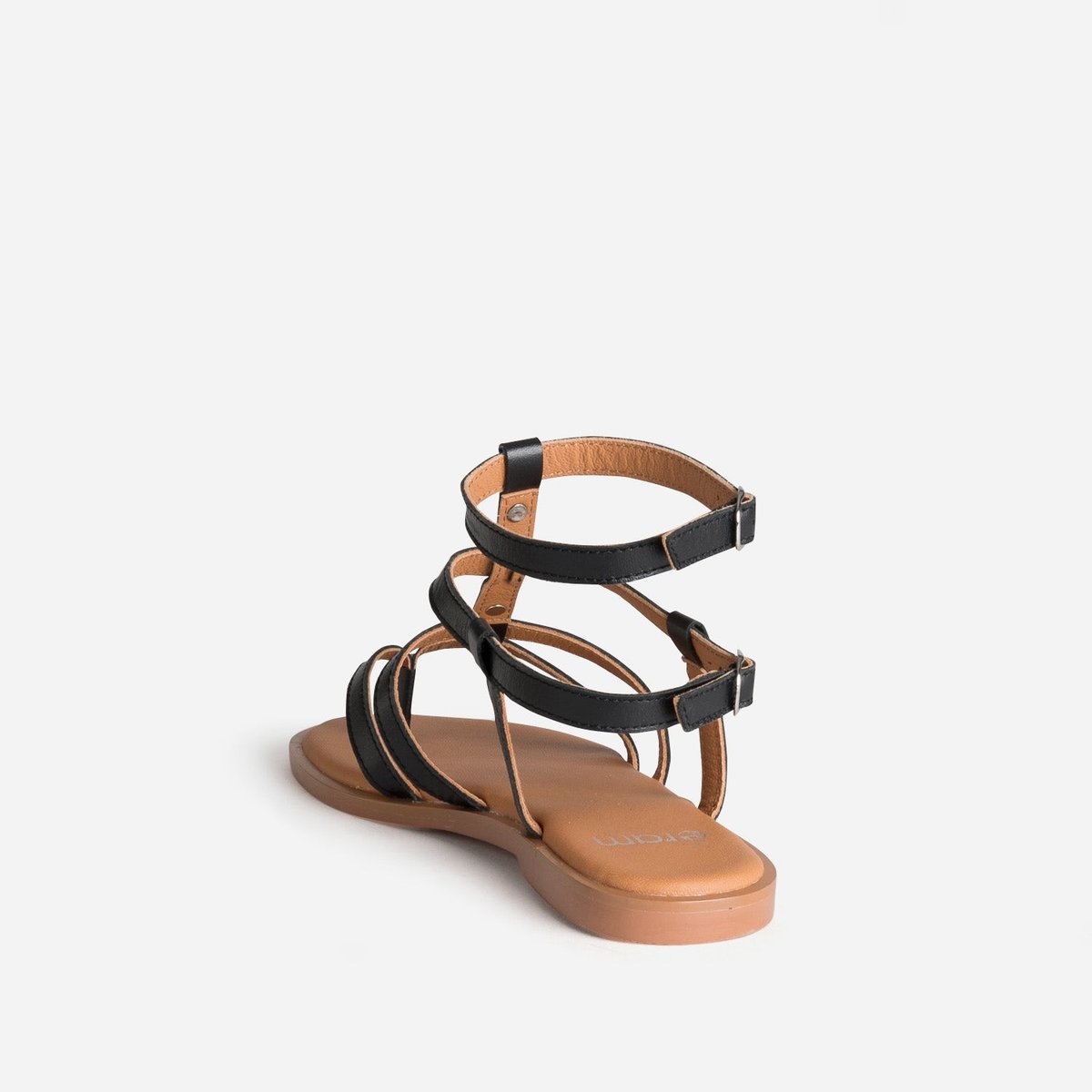Sandale Plate en cuir SIDRA noir, ERAM