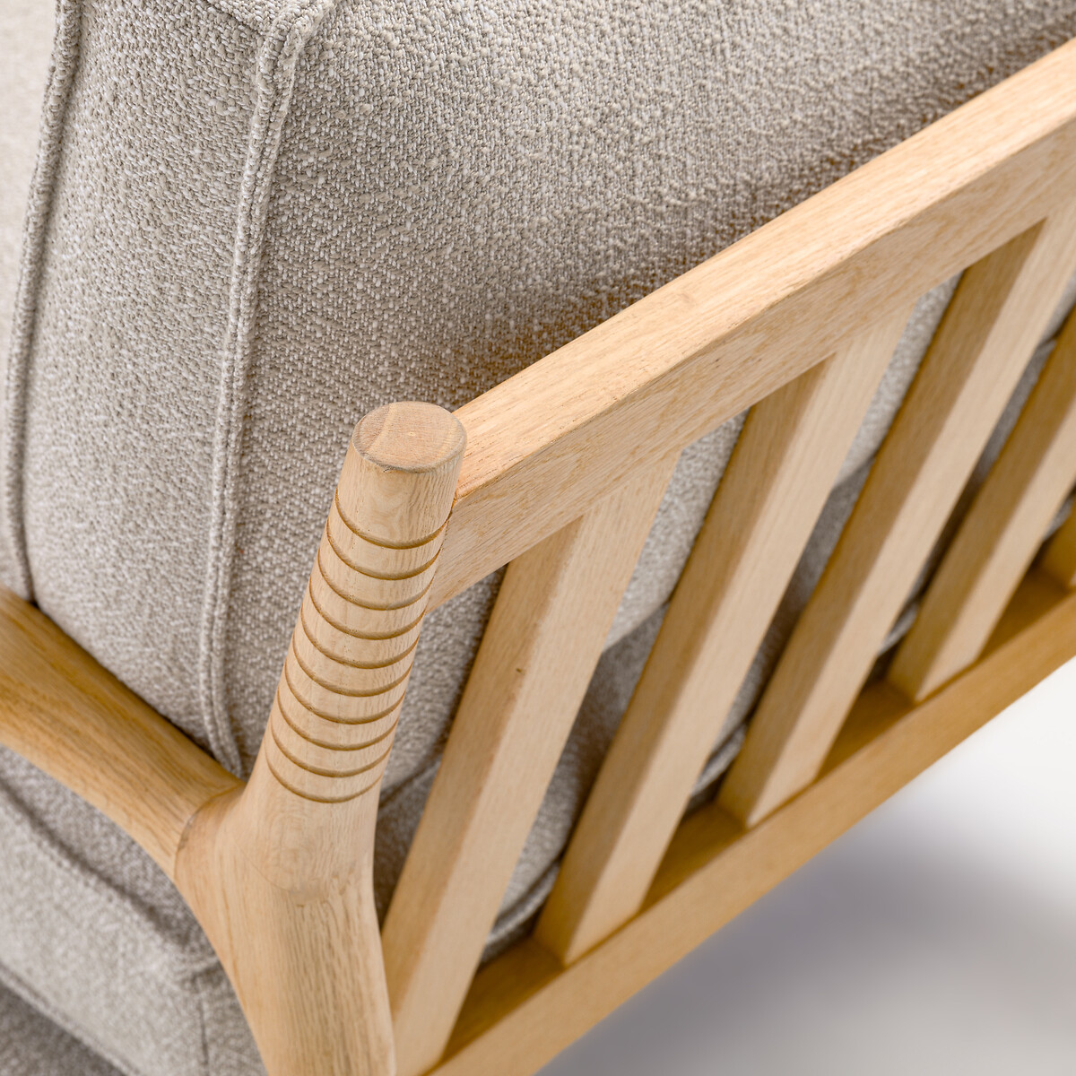 Fauteuil en chêne massif et tissu coton chiné, DILMA chêne naturel, AM.PM
