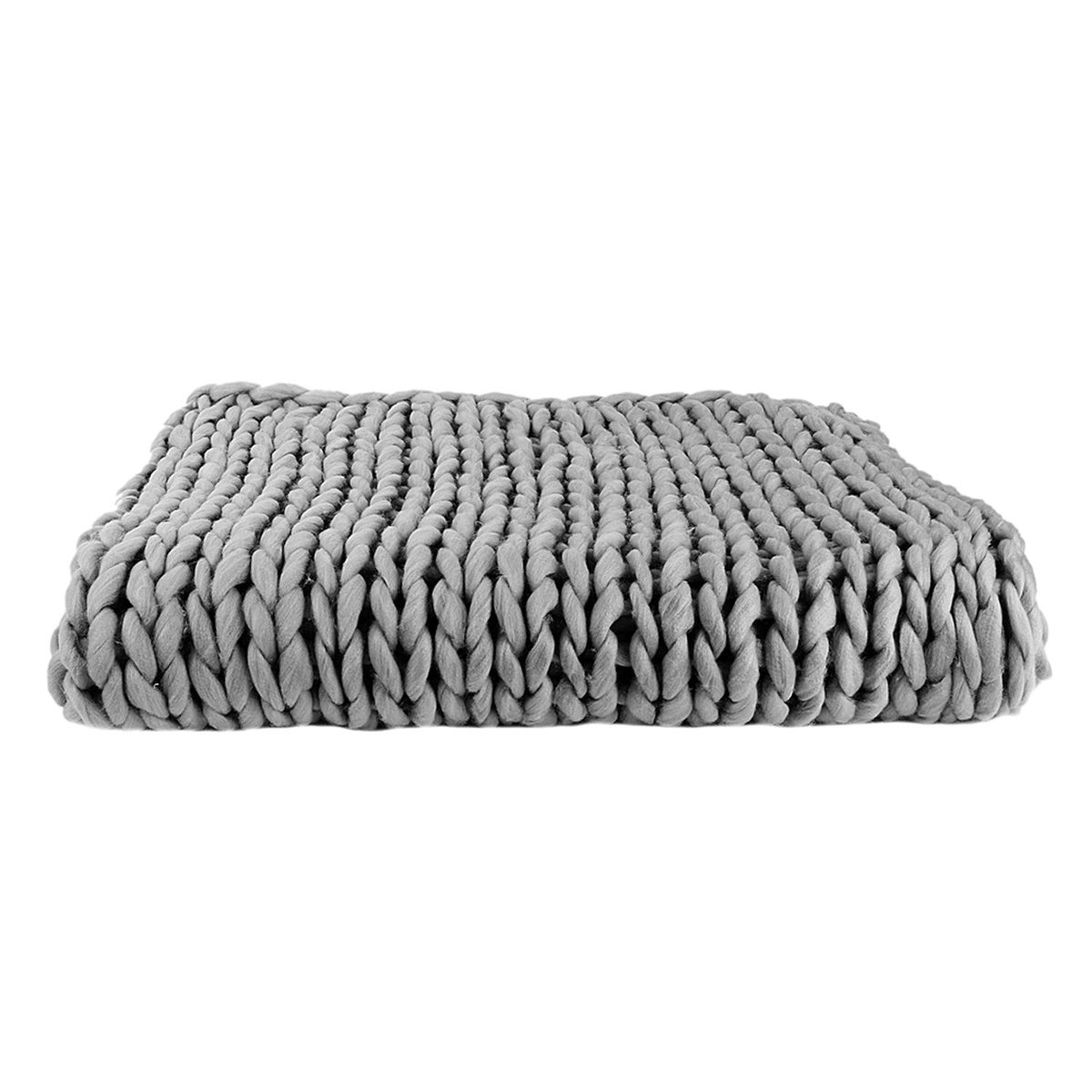Plaid tricoté en grosse maille CHUNKY gris, THE HOME DECO FACTORY