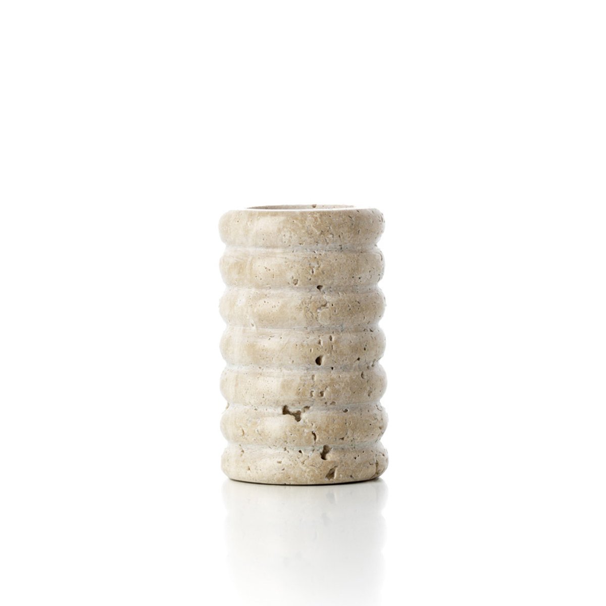 Bougeoir en travertin TRAVERTINE RIPPLE beige, BAZAR BIZAR