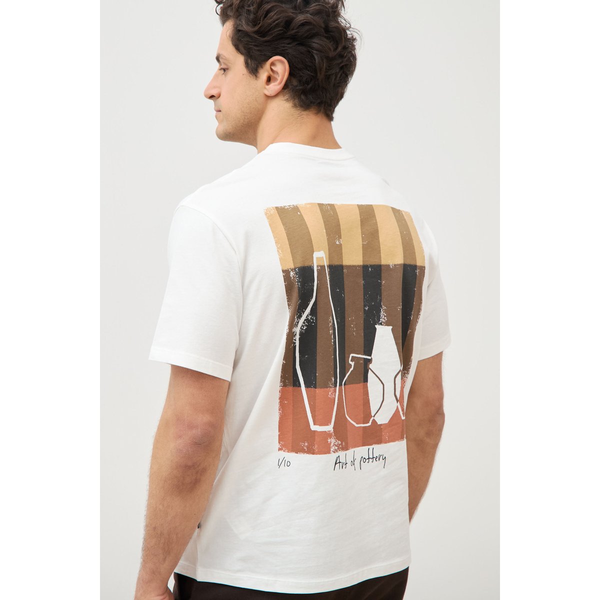 T-shirt en coton ecru, BONOBO