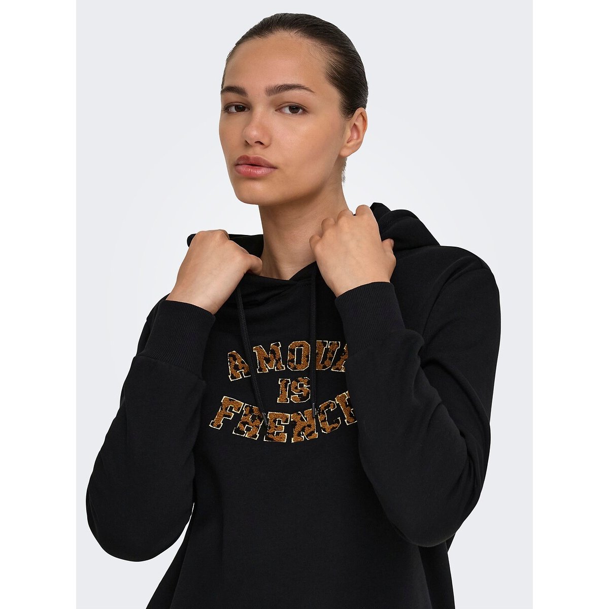 Sweat à capuche Amour noir, ONLY