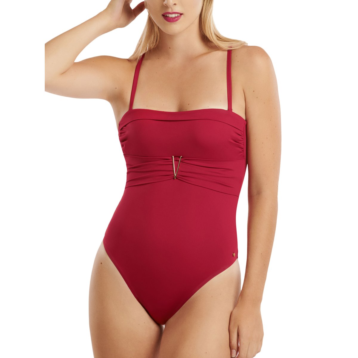 Maillot de bain 1 pièce préformé multipositions Isola Rossa rouge, LISCA